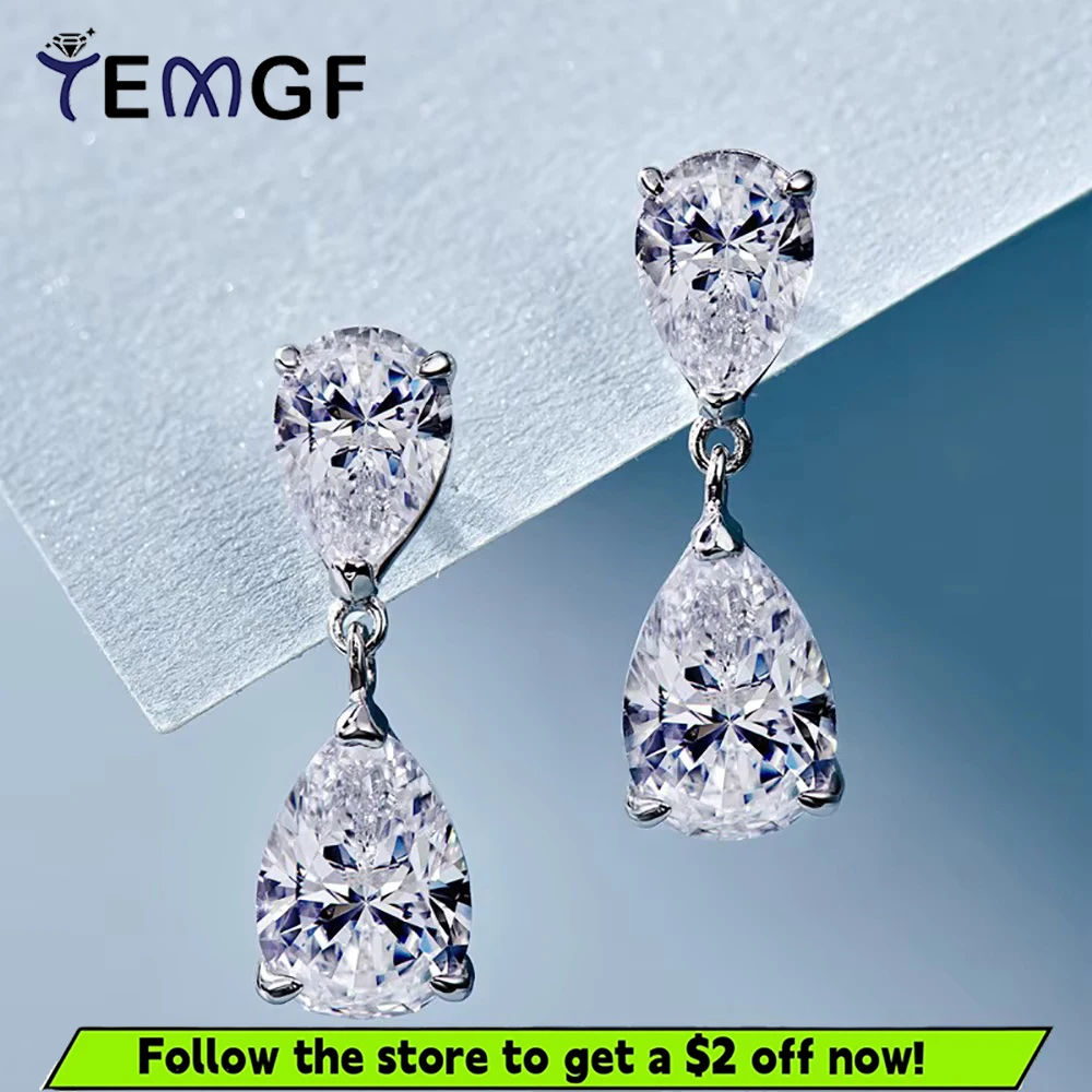 TEMGF Pear Cut Moissanite Ear Studs With GRA 925 Sterling Silver Drop Earrings for Women Party Wedding Luxury Fine Jewelry Gifts
TEMGF Pear Cut Moissanite Ear Studs With GRA 925 Sterling Silver Drop Earrings for Women Party Wedding Luxury Fine Jewelry Gifts