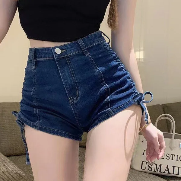 Summer Women's High Waist Drawstring Skinny Solid Vintage Jeans Shorts Slim Sexy Hot American Denim Shorts Female Streetwear
Summer Women's High Waist Drawstring Skinny Solid Vintage Jeans Shorts Slim Sexy Hot American Denim Shorts Female Streetwear