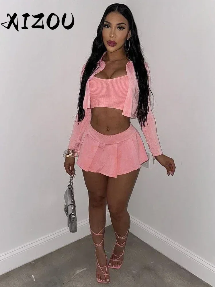 XIZOU 3 Piece Set Women Tie Dye Vintage Y2K Vest + Long Sleeve Coat+Pleated Skirts Lined Underwear Street Thick Matching Suit
XIZOU 3 Piece Set Women Tie Dye Vintage Y2K Vest + Long Sleeve Coat+Pleated Skirts Lined Underwear Street Thick Matching Suit