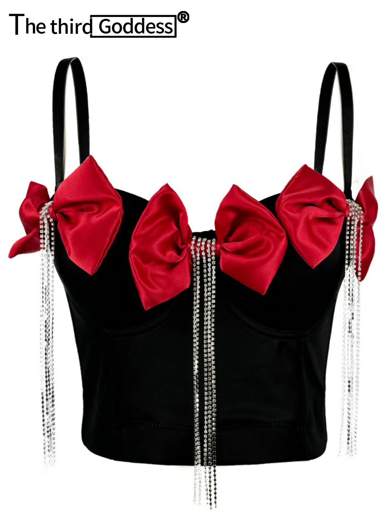Сексуальный корсет со стразами и кисточками, укороченный топ, женская одежда, летняя укороченная майка с бантом, топы для вечеринок в ночном клубе, бюстье 
Сексуальный корсет со стразами и кисточками, укороченный топ, женская одежда, летняя укороченная майка с бантом, топы для вечеринок в ночном клубе, бюстье