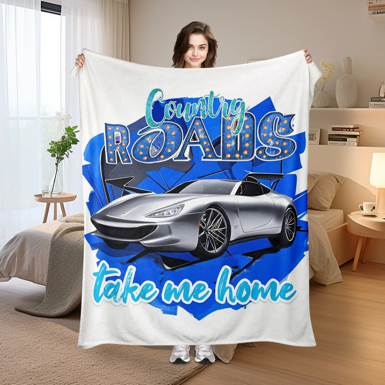 Tech Inspired Car Themed Blanket With Silver And Blue Background Road Design For Unique And Modern Home Decor Style
Tech Inspired Car Themed Blanket With Silver And Blue Background Road Design For Unique And Modern Home Decor Style