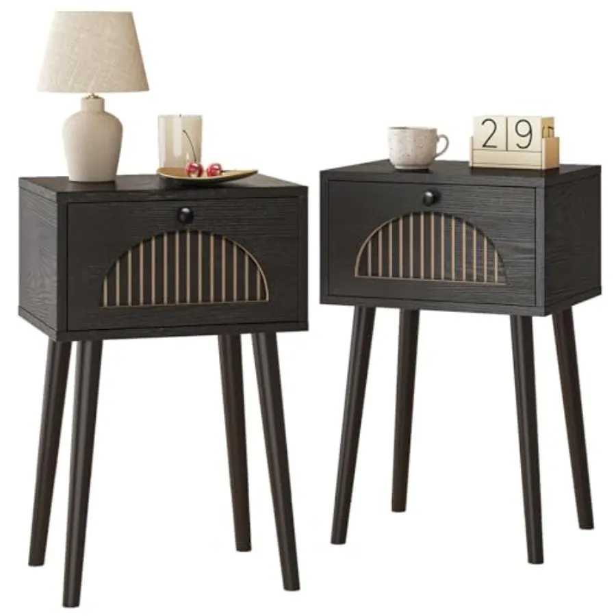 Set of 2 Nightstands with Fluted Door Small End Table with Solid Wood Feet for Bedroom Small Space Modern Mid-Century Bedside T
Set of 2 Nightstands with Fluted Door Small End Table with Solid Wood Feet for Bedroom Small Space Modern Mid-Century Bedside T