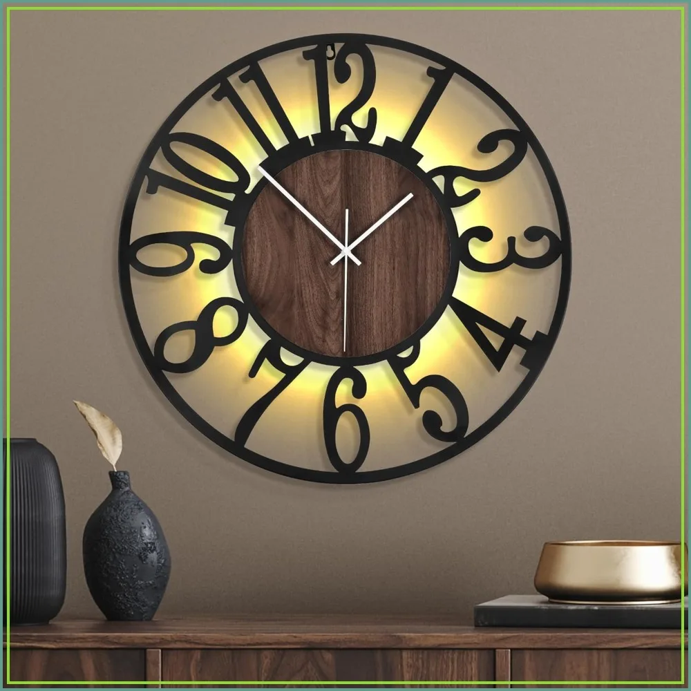 24 Inch Large Metal Wall Clock with Voice and Light Sensor Night Light, Glow in The Dark Non-Ticking Silent Battery Operated for Bedroom Living Room Decor
24 Inch Large Metal Wall Clock with Voice and Light Sensor Night Light, Glow in The Dark Non-Ticking Silent Battery Operated for Bedroom Living Room Decor
