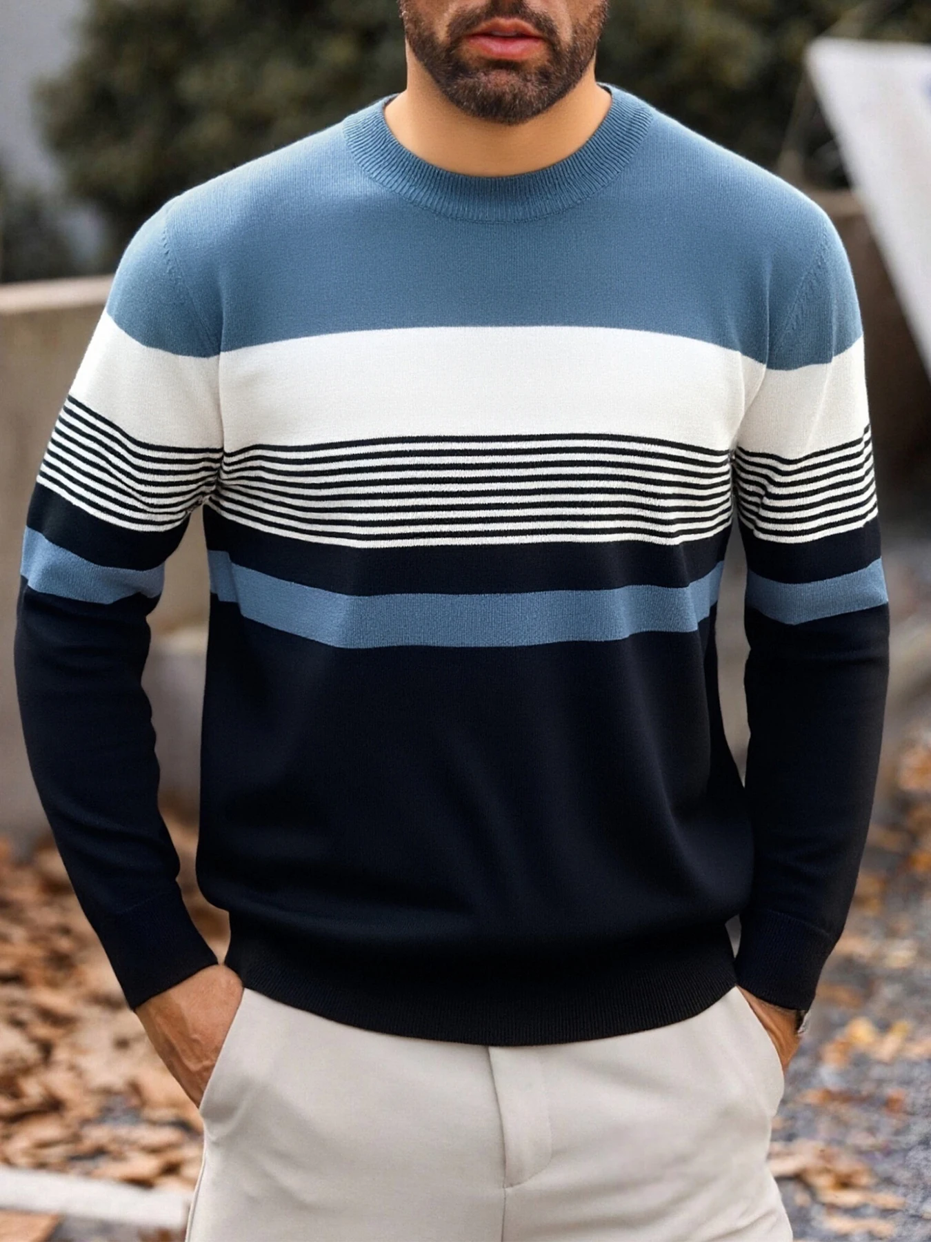 Men's Autumn And Winter Pullover Striped Knitted Sweater, Fashionable And Casual Round Neck Loose Long Sleeved Top, Sports Shirt
Men's Autumn And Winter Pullover Striped Knitted Sweater, Fashionable And Casual Round Neck Loose Long Sleeved Top, Sports Shirt