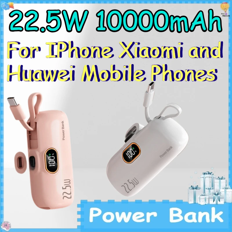 22.5W 10000mAh Power Bank for IPhone Xiaomi and Huawei Mobile Phones Portable Fast Charging PowerBank with Built - in Cable
22.5W 10000mAh Power Bank for IPhone Xiaomi and Huawei Mobile Phones Portable Fast Charging PowerBank with Built - in Cable