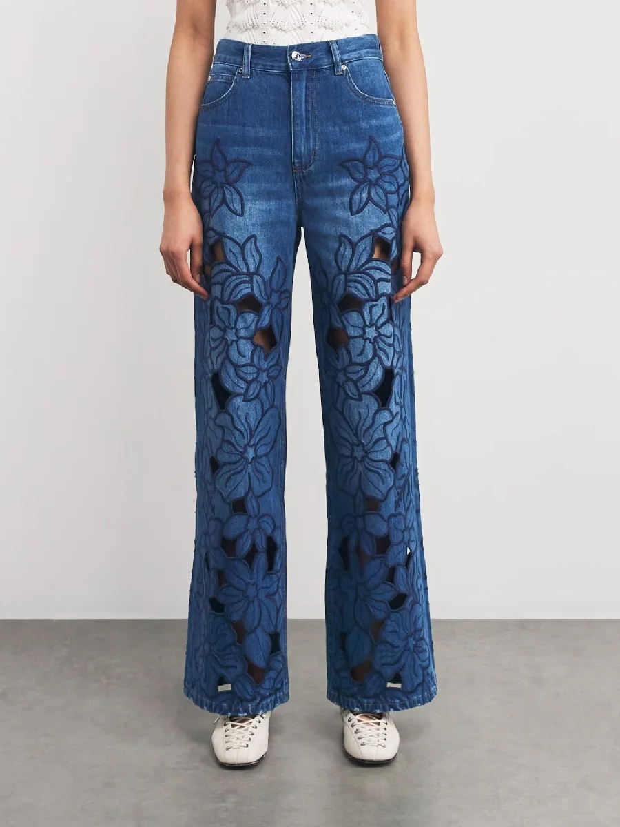 traf 2025 woman blue jeans pure cotton embroidery hollow loose casual ladies trousers y2k clothes New fashion high quality pants
traf 2025 woman blue jeans pure cotton embroidery hollow loose casual ladies trousers y2k clothes New fashion high quality pants