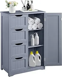 Bathroom loor Cabinet, reestanding Storage Organizer Unit Kitchen Cupboard W/ 4 Ders & Adjustable Shelves, Using or Kitchen/Bath
Bathroom loor Cabinet, reestanding Storage Organizer Unit Kitchen Cupboard W/ 4 Ders & Adjustable Shelves, Using or Kitchen/Bath