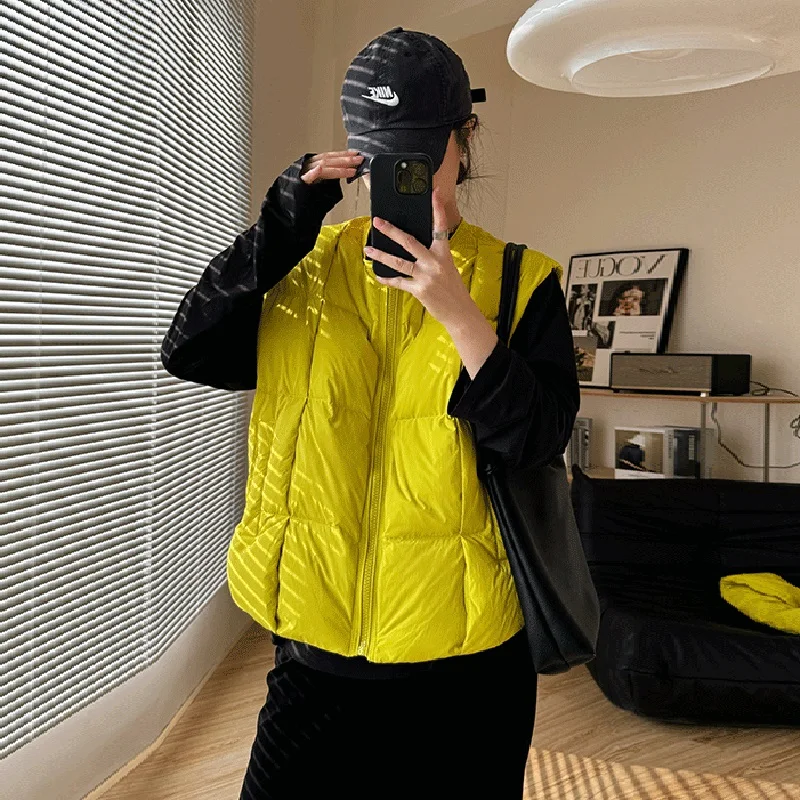 Autumn Winter Stand Collar Puff Scarf Down Vest Female Zipper Thicken Waistcoat Outwears Women White Duck Down Fluffy Warm Vest
Autumn Winter Stand Collar Puff Scarf Down Vest Female Zipper Thicken Waistcoat Outwears Women White Duck Down Fluffy Warm Vest