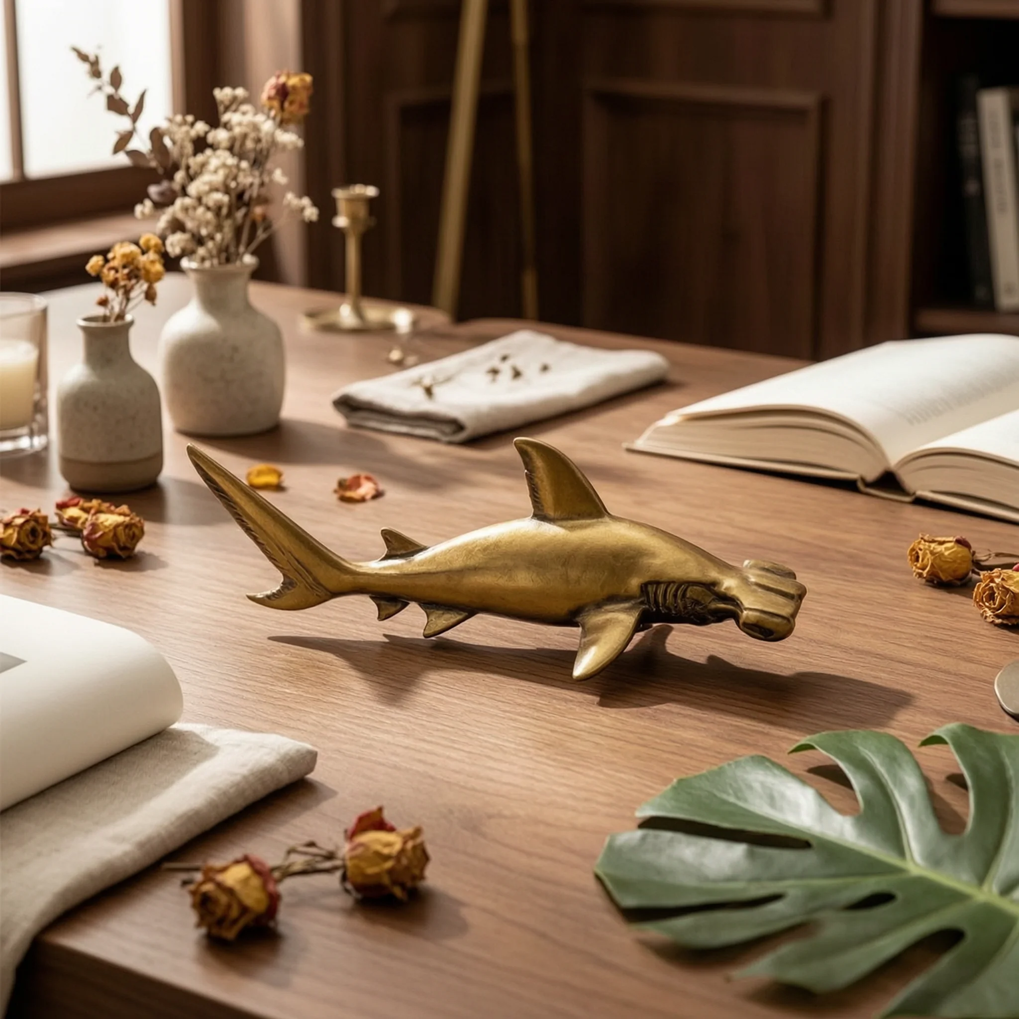 Hammerhead Shark Figurine Engraved Brass Shark Sculpture Decor Collectible Compact for Collectors, Desk, Bookshelf
Hammerhead Shark Figurine Engraved Brass Shark Sculpture Decor Collectible Compact for Collectors, Desk, Bookshelf