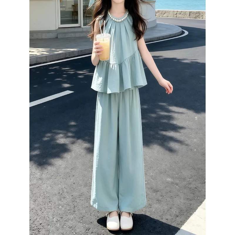 Girls Doll-Style Top & Wide-Leg Pants Summer Set, Breathable Soft Cotton Cute Casual Children's Fashion Collection
Girls Doll-Style Top & Wide-Leg Pants Summer Set, Breathable Soft Cotton Cute Casual Children's Fashion Collection