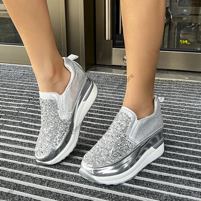 Spring Autumn Slip-On Women's Wedge Sneakers Glitter Female Platform Casual Shoes Sparkly Comfortable Zapatillas De Mujer Size43
Spring Autumn Slip-On Women's Wedge Sneakers Glitter Female Platform Casual Shoes Sparkly Comfortable Zapatillas De Mujer Size43