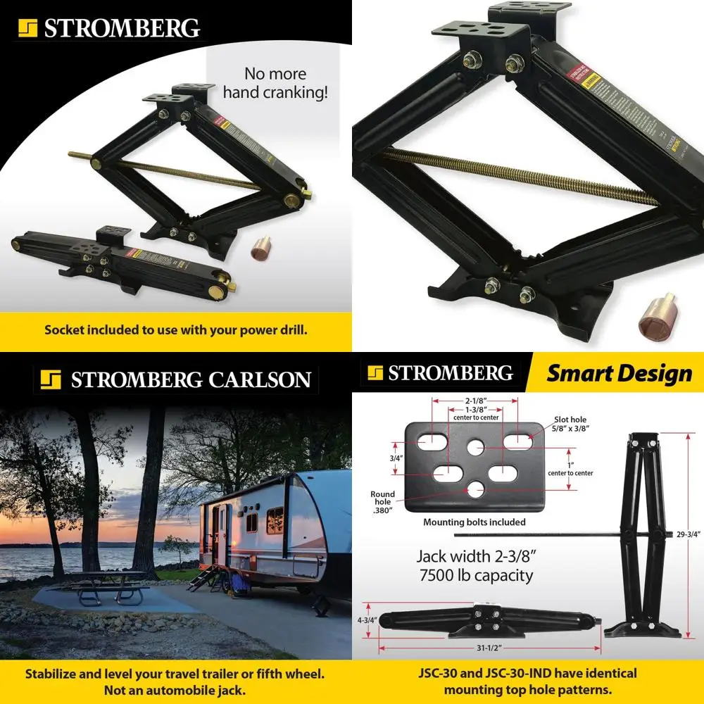 JSC-30-IND Scissor Jack – Single Manual Jack for Travel Trailers, Fifth Wheels and Campers, Bowtie Base Design, 7,500 lb Load Ra
JSC-30-IND Scissor Jack – Single Manual Jack for Travel Trailers, Fifth Wheels and Campers, Bowtie Base Design, 7,500 lb Load Ra