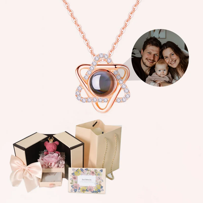 Custom Color Photo Projection Necklace Geometry Pendant With Cute Bear Rose Gift Box For Women Lover Festival Jewelry Gifts
Custom Color Photo Projection Necklace Geometry Pendant With Cute Bear Rose Gift Box For Women Lover Festival Jewelry Gifts