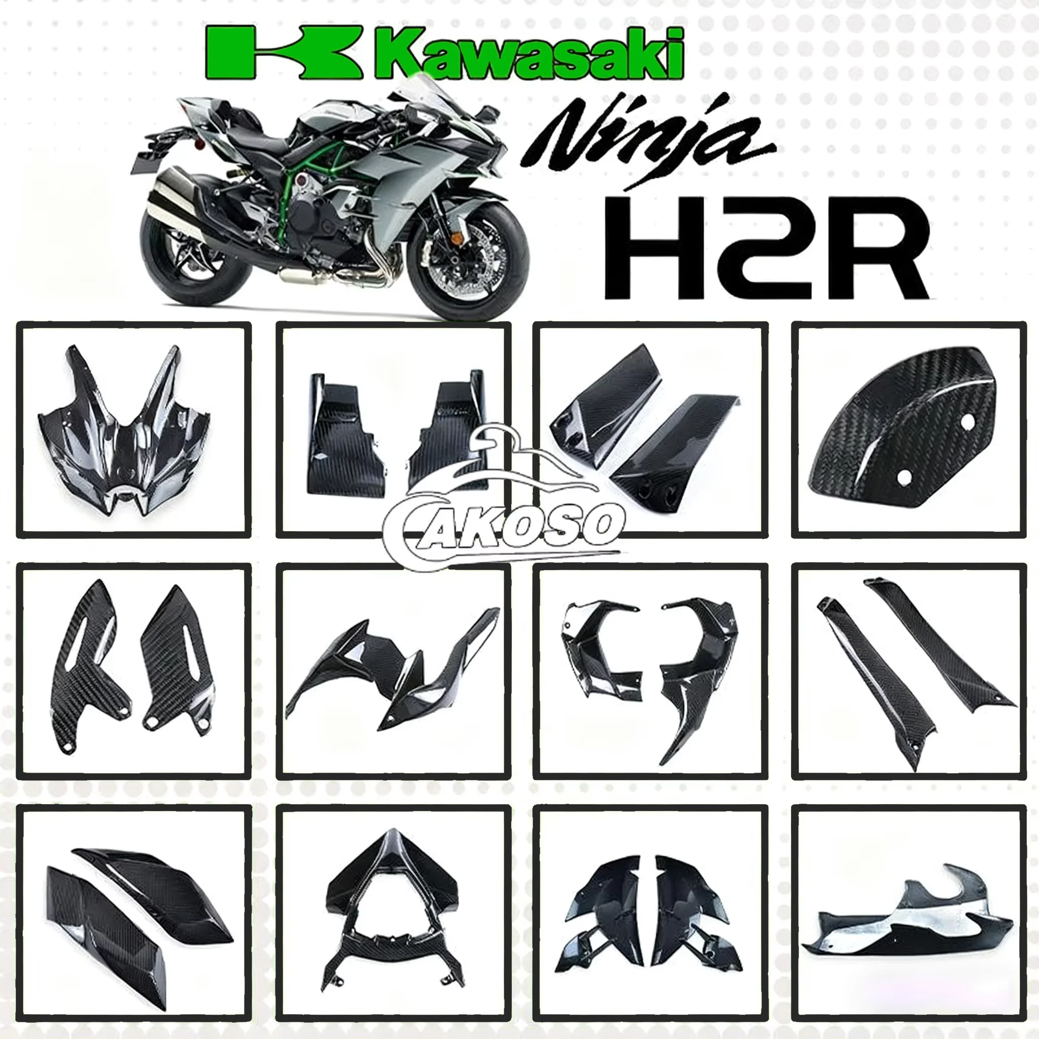 For Kawasaki H2 H2R 2015-2024 Modified Carbon Fiber Accessories Moto Fender Panels Tank Cover Winglet Motorcycle Fairing Kits
For Kawasaki H2 H2R 2015-2024 Modified Carbon Fiber Accessories Moto Fender Panels Tank Cover Winglet Motorcycle Fairing Kits