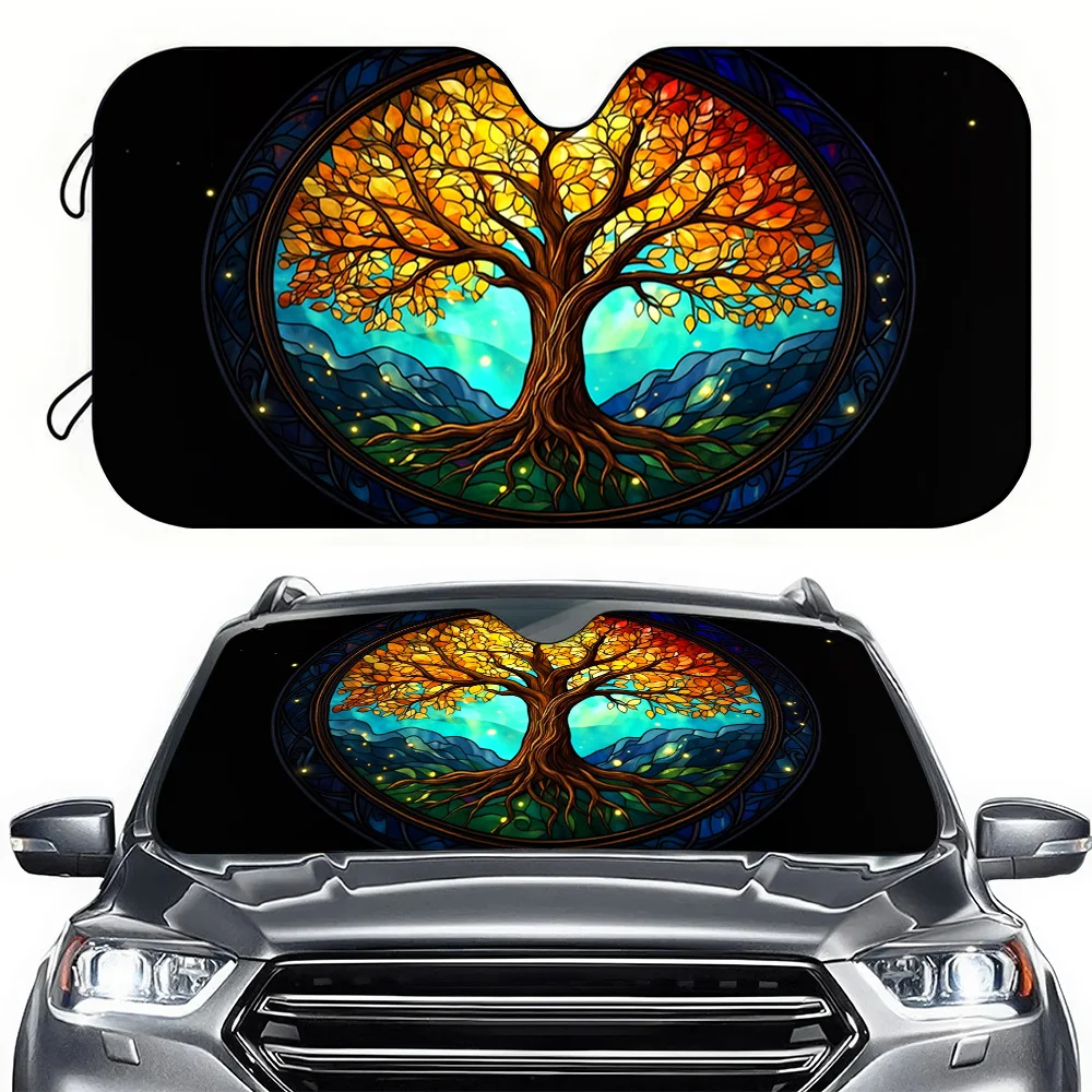 1pc Car Sun Visor, Round Frame Colorful Leaf Tree of Life Car Sunshade, UV Protection and Cooling, Suitable for SUV
1pc Car Sun Visor, Round Frame Colorful Leaf Tree of Life Car Sunshade, UV Protection and Cooling, Suitable for SUV