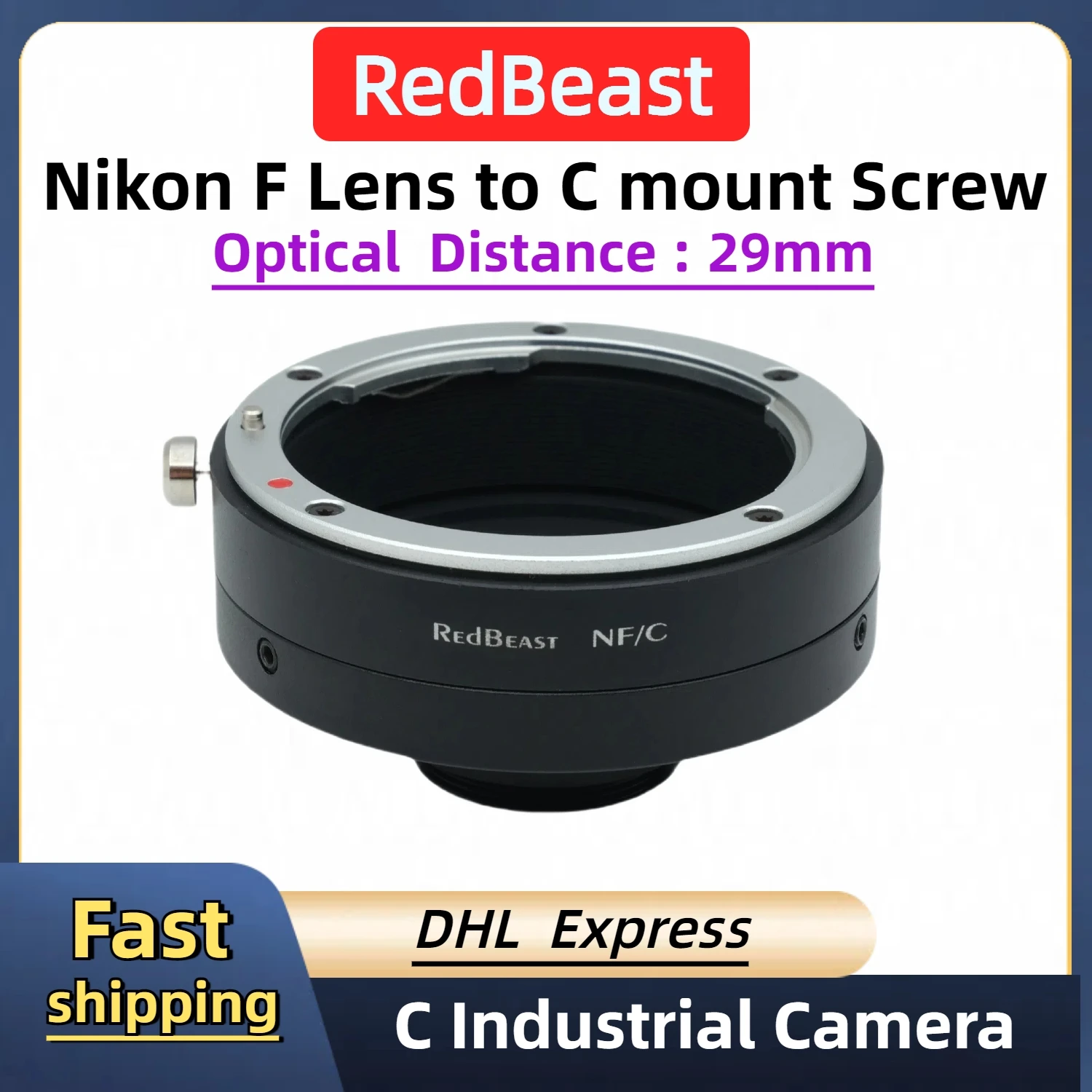 NIKON F lens to C mount industrial Camera Adapter NIKON-C mount for DALSA,HIKVISION,FLIR,Baumer,Basler,Lumenera,Vieworks NF-C
NIKON F lens to C mount industrial Camera Adapter NIKON-C mount for DALSA,HIKVISION,FLIR,Baumer,Basler,Lumenera,Vieworks NF-C