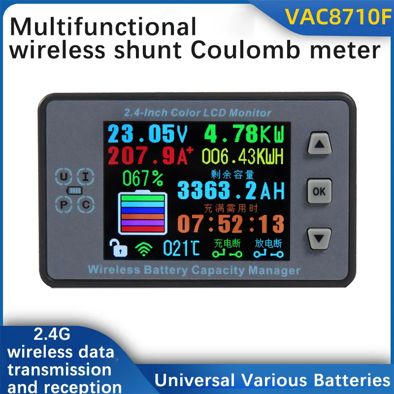 Battery Monitor Electric Vehicle RV Coulomb Meter Digital Voltmeter Ammeter Power Detector Energy Test Meter 100A 300A 500A
Battery Monitor Electric Vehicle RV Coulomb Meter Digital Voltmeter Ammeter Power Detector Energy Test Meter 100A 300A 500A