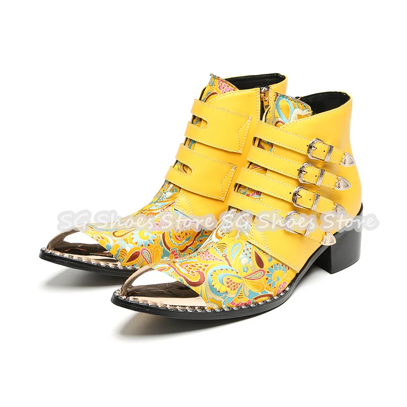 Male Embroidery Genuine Leather High Top Boots Fashion Belt Buckle Metal Round Toe Chunky Heel Chelsea Boots for Men
Male Embroidery Genuine Leather High Top Boots Fashion Belt Buckle Metal Round Toe Chunky Heel Chelsea Boots for Men