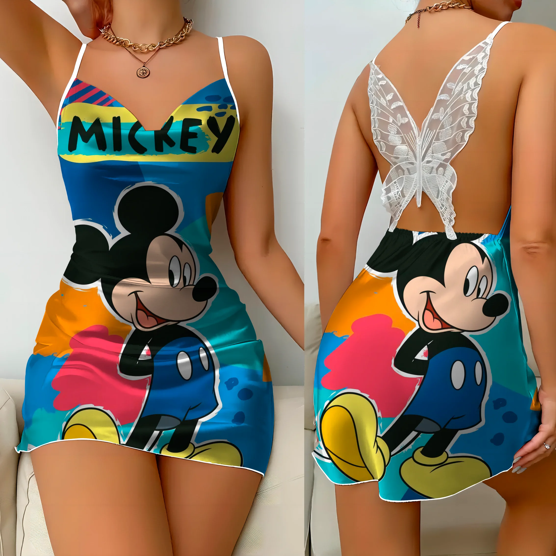 Disney Bow Knot Backless Dress Sexy Dresses Mickey Minnie Mouse Satin Surface Pajama Skirt Womens Fashion Summer 2024 Party Mini
Disney Bow Knot Backless Dress Sexy Dresses Mickey Minnie Mouse Satin Surface Pajama Skirt Womens Fashion Summer 2024 Party Mini