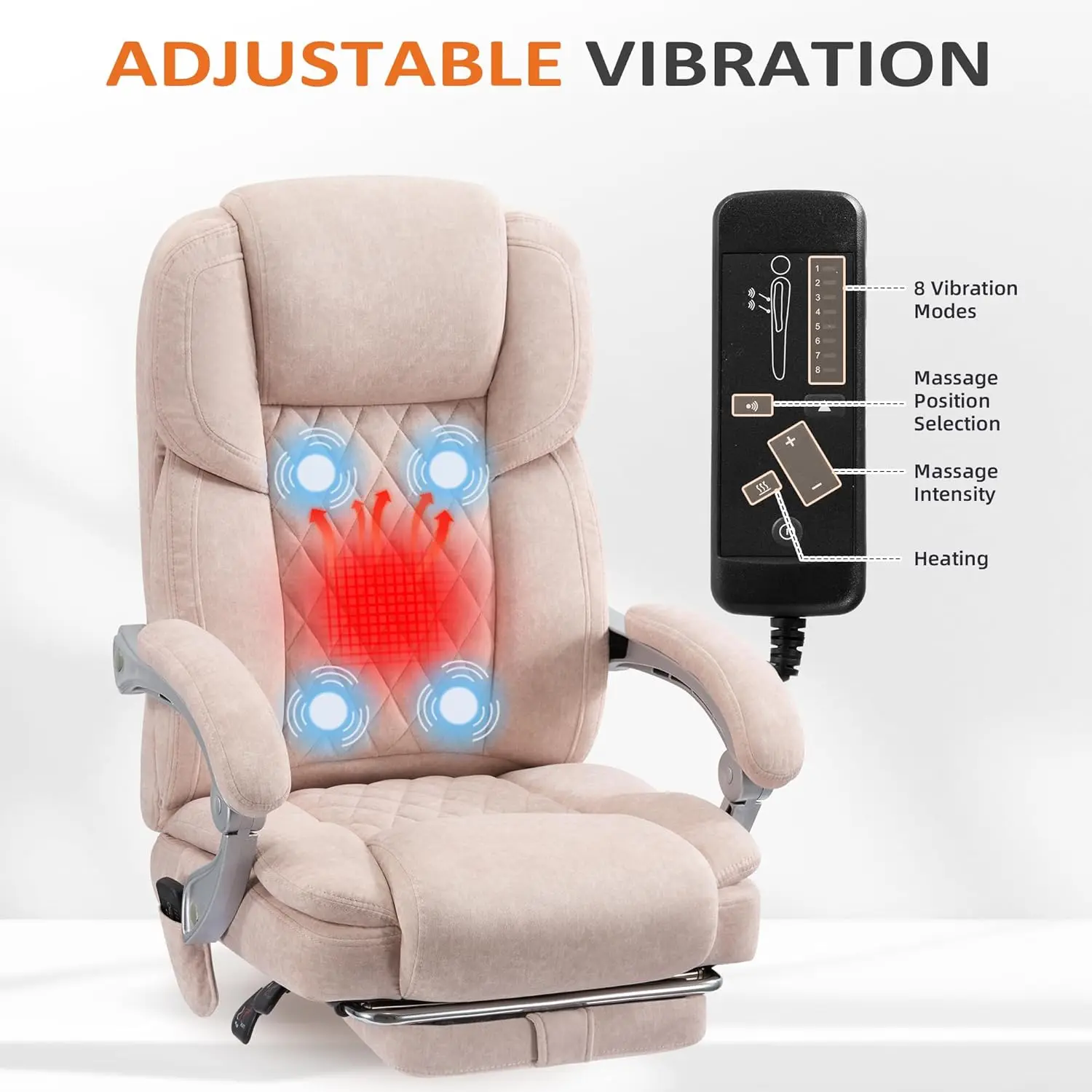 Homrest 4-Point Massage Office Chair With Footrest, Heated Executive Office Chair With Reclining Backrest, Velvet Ergonomic
Homrest 4-Point Massage Office Chair With Footrest, Heated Executive Office Chair With Reclining Backrest, Velvet Ergonomic