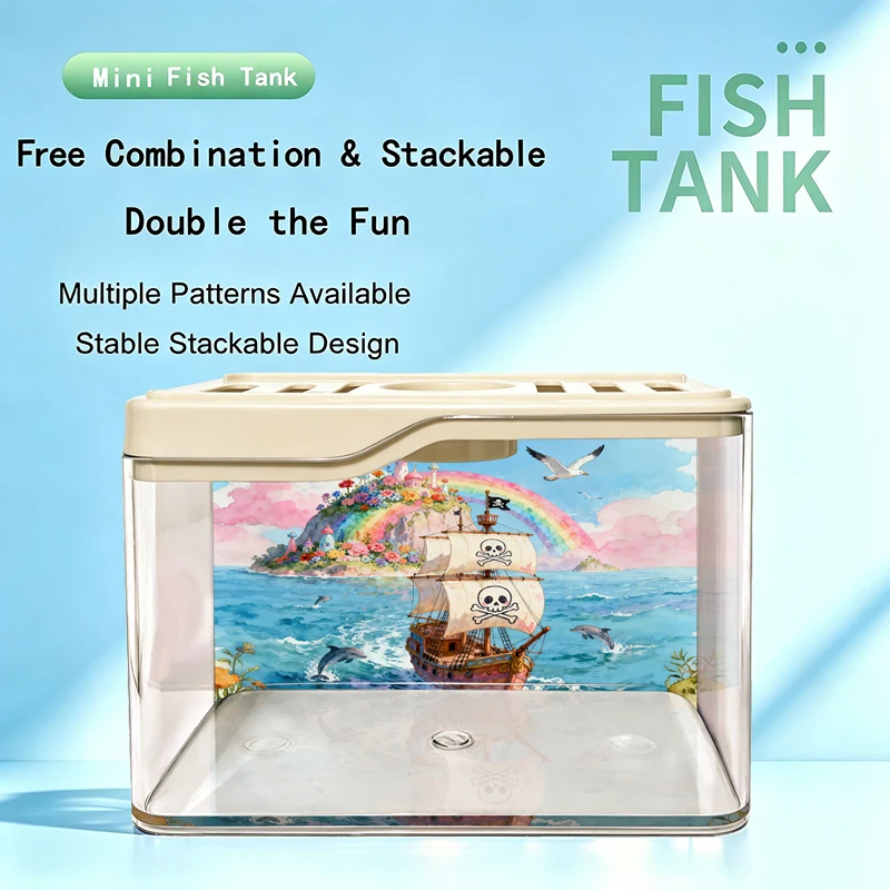 Portable Mini Fish Tank with Cute Pirate Ship Pattern, Desktop Aquarium, Home & Office Decoration
Portable Mini Fish Tank with Cute Pirate Ship Pattern, Desktop Aquarium, Home & Office Decoration