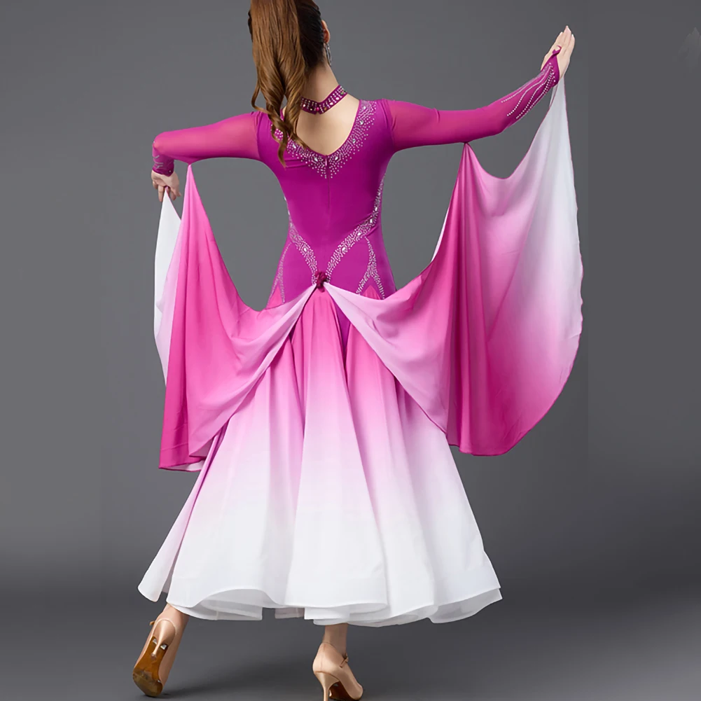 Competition Standard Dance Dress Yellow Strap Ballroom Championship Long Sleeve Practice Dance Dress Women Fuchsia Rhinestones
Competition Standard Dance Dress Yellow Strap Ballroom Championship Long Sleeve Practice Dance Dress Women Fuchsia Rhinestones