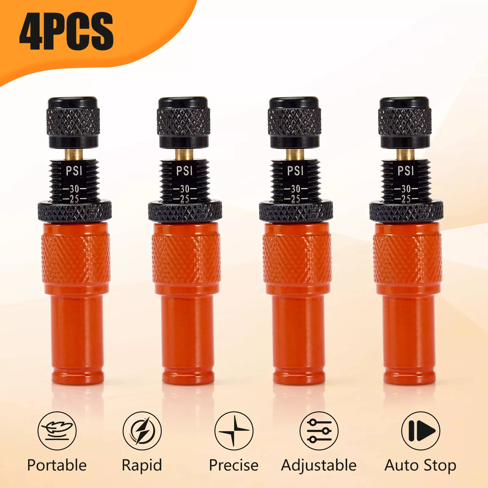 4PCS Adjustable Auto-Stop Tire Deflator Valve Air Down Tool Offroad Kit 10-30 PSI
4PCS Adjustable Auto-Stop Tire Deflator Valve Air Down Tool Offroad Kit 10-30 PSI