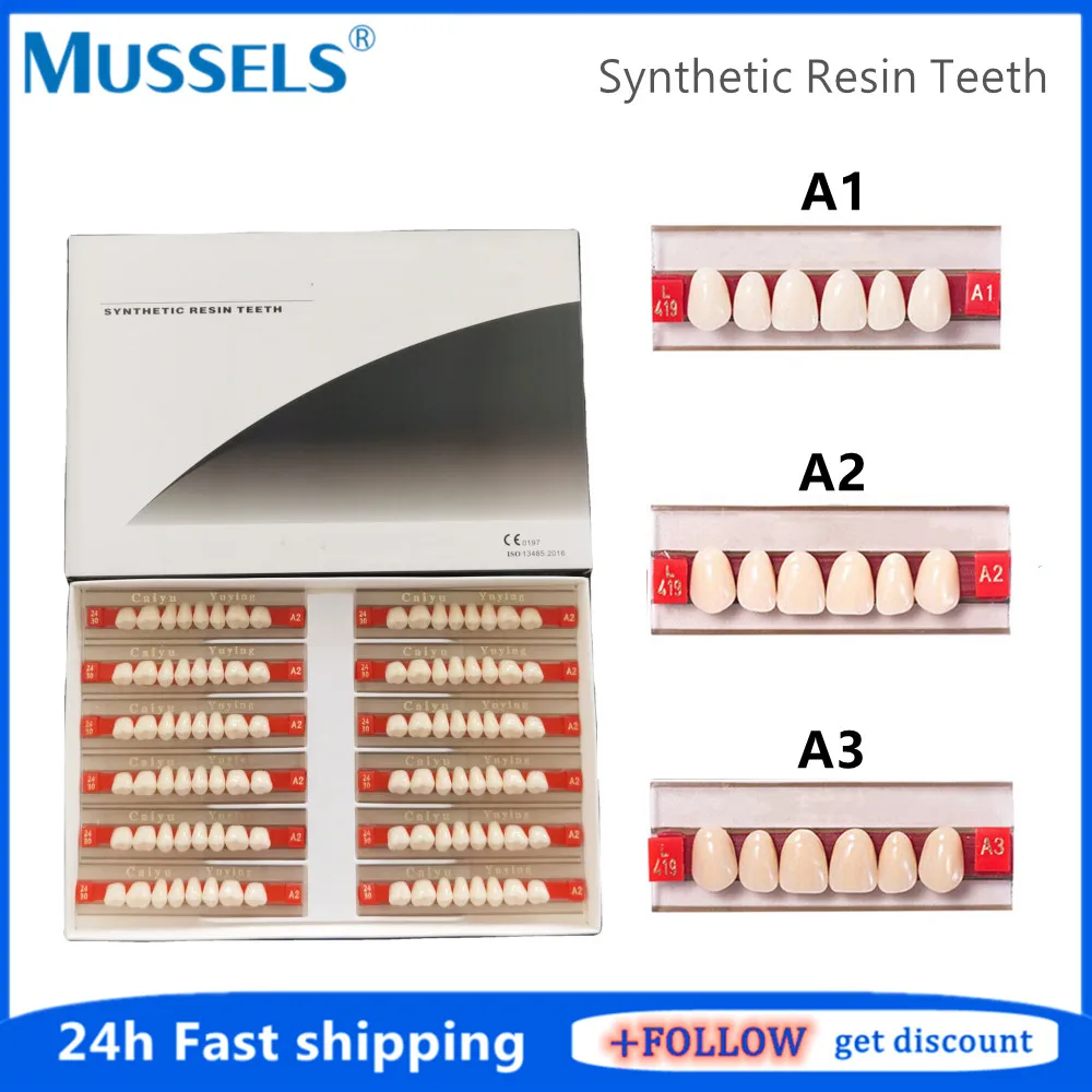 84pcs/3Set Dental Denture Acrylic Synthetic Resin Teeth Model DIY Material Fake False Tooth Upper Lower Full Set Shade A1/A2/A3
84pcs/3Set Dental Denture Acrylic Synthetic Resin Teeth Model DIY Material Fake False Tooth Upper Lower Full Set Shade A1/A2/A3