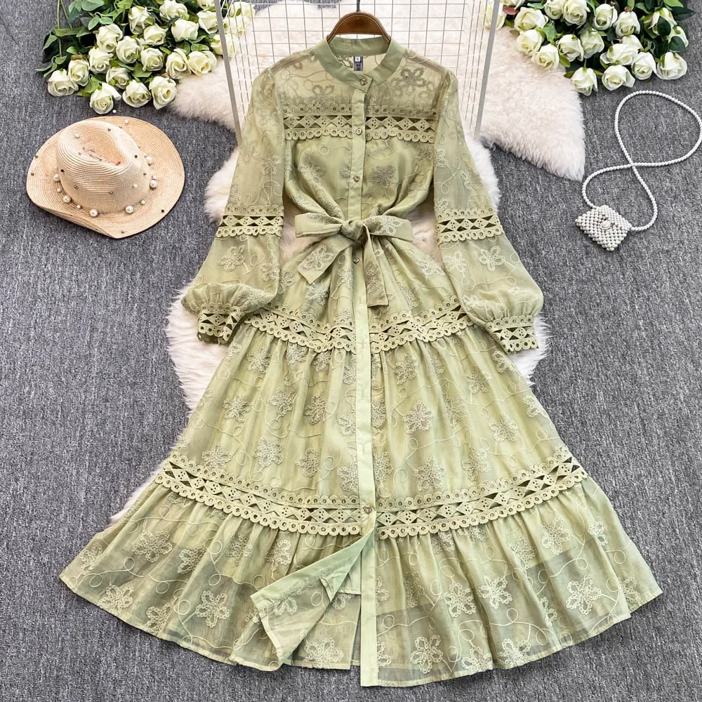 Elegant O-neck Vintage Long Sleeves Chic Holow Hook Flower Embroidered Bandage Slim Long Dresses Evening High Street Clothing 
Elegant O-neck Vintage Long Sleeves Chic Holow Hook Flower Embroidered Bandage Slim Long Dresses Evening High Street Clothing