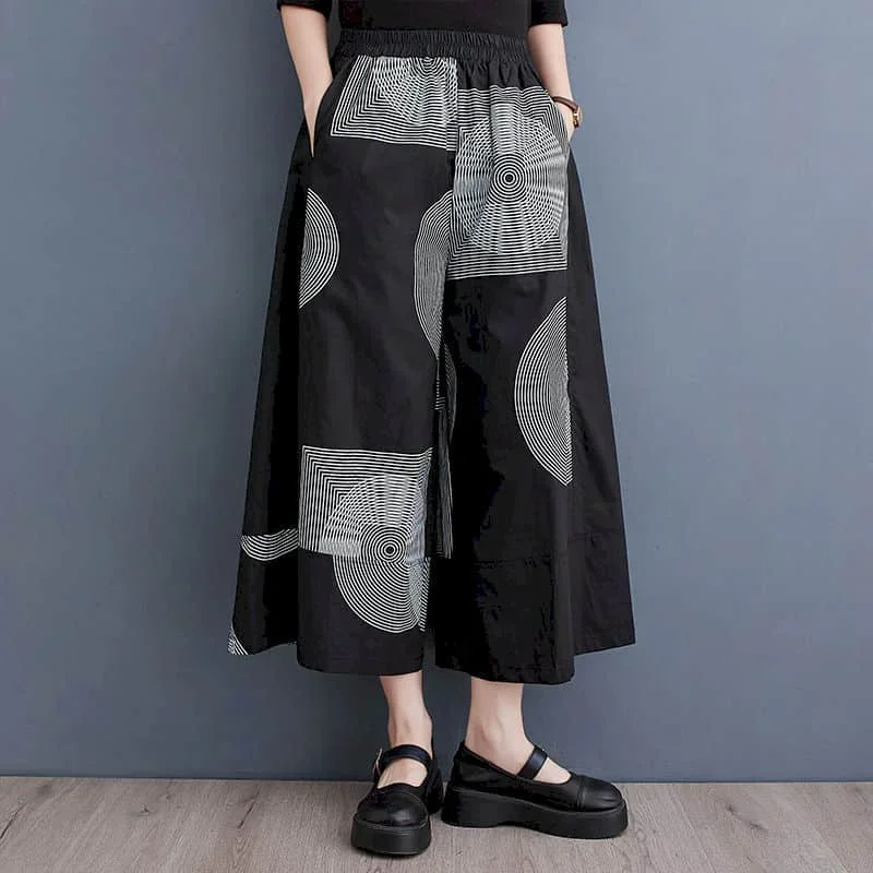Printed Pants Women Loose Casual Baggy Pants Vintage Summer Korean Style Oversized Black Elastic Waist Trousers Wide Leg Pants
Printed Pants Women Loose Casual Baggy Pants Vintage Summer Korean Style Oversized Black Elastic Waist Trousers Wide Leg Pants