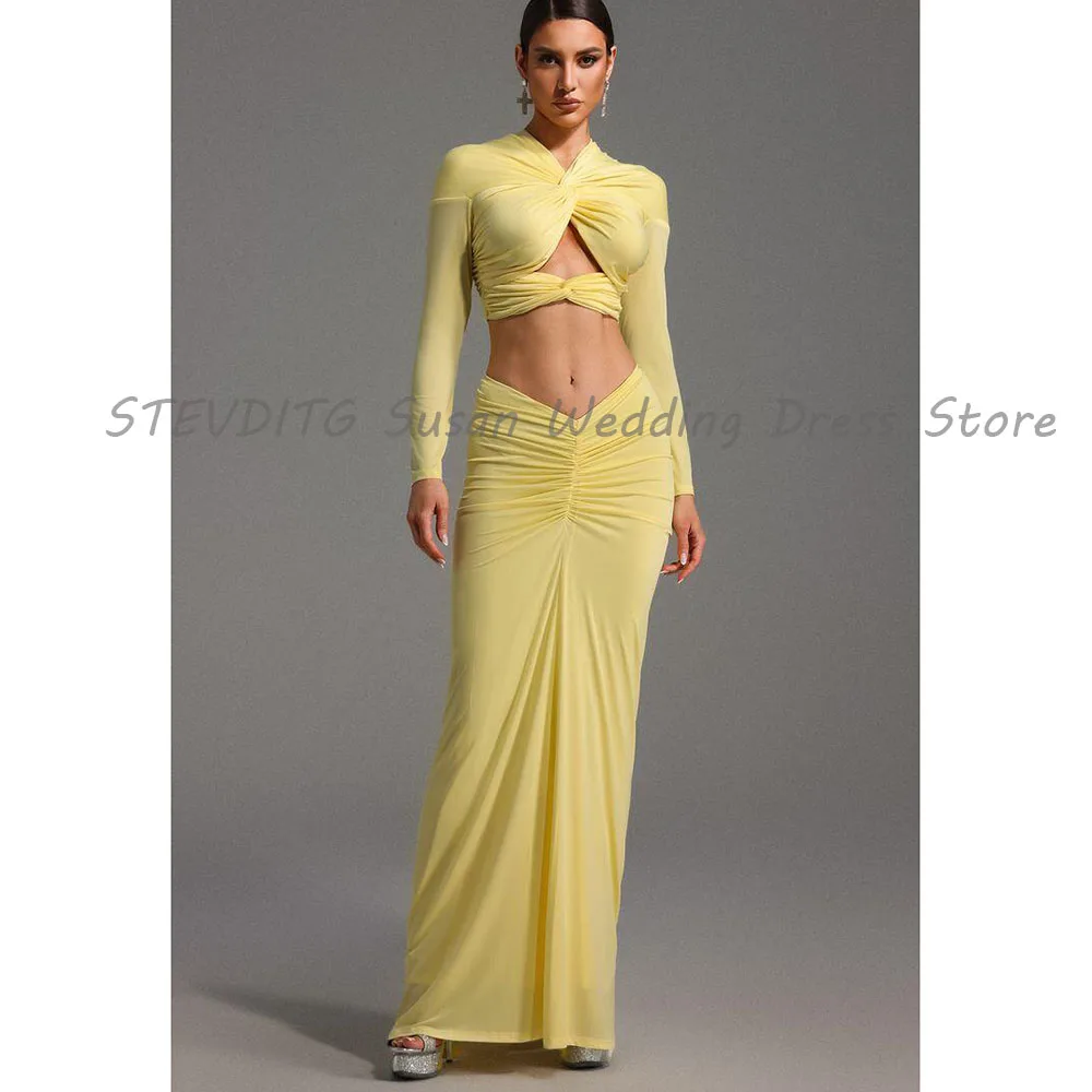 Yellow Evening Dresses Prom Party Hollow Out Long Sleeves Mermaid Sexy Design Mermaid High Quality Female Gowns Classic Simple
Yellow Evening Dresses Prom Party Hollow Out Long Sleeves Mermaid Sexy Design Mermaid High Quality Female Gowns Classic Simple