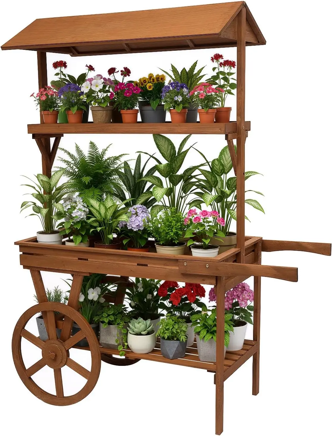 Wooden 3 Tier Rolling Table Cart With 2 Wheels, Vintage Flower Cart Display Stand, Large Country Market Rolling Table Cart, Dess
Wooden 3 Tier Rolling Table Cart With 2 Wheels, Vintage Flower Cart Display Stand, Large Country Market Rolling Table Cart, Dess