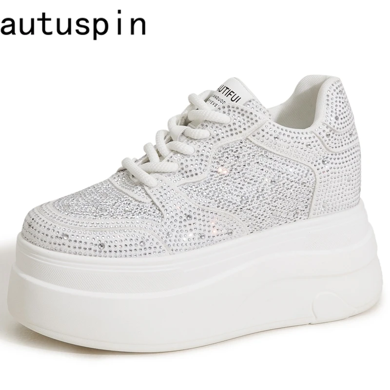 AUTUSPIN/женские белые туфли 10 см, женская блестящая повседневная обувь со стразами, модные повседневные кроссовки на высокой платформе на танкетке, массивные кроссовки
AUTUSPIN/женские белые туфли 10 см, женская блестящая повседневная обувь со стразами, модные повседневные кроссовки на высокой платформе на танкетке, массивные кроссовки