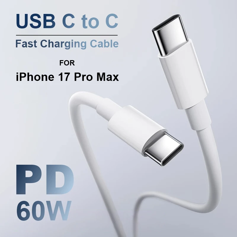 USB Type C PD 60 Вт Кабель для быстрой зарядки для iPhone 17 Pro Max USB C Шнур для быстрой зарядки данных для iPhone Air Samsung Galaxy S25 S24
USB Type C PD 60 Вт Кабель для быстрой зарядки для iPhone 17 Pro Max USB C Шнур для быстрой зарядки данных для iPhone Air Samsung Galaxy S25 S24