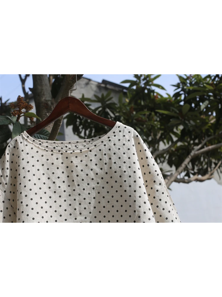 Новинка лета: Льняная футболка с принтом в горошек, легкая, с круглым вырезом, удобная, дышащая, свободного кроя, женский топ
Новинка лета: Льняная футболка с принтом в горошек, легкая, с круглым вырезом, удобная, дышащая, свободного кроя, женский топ