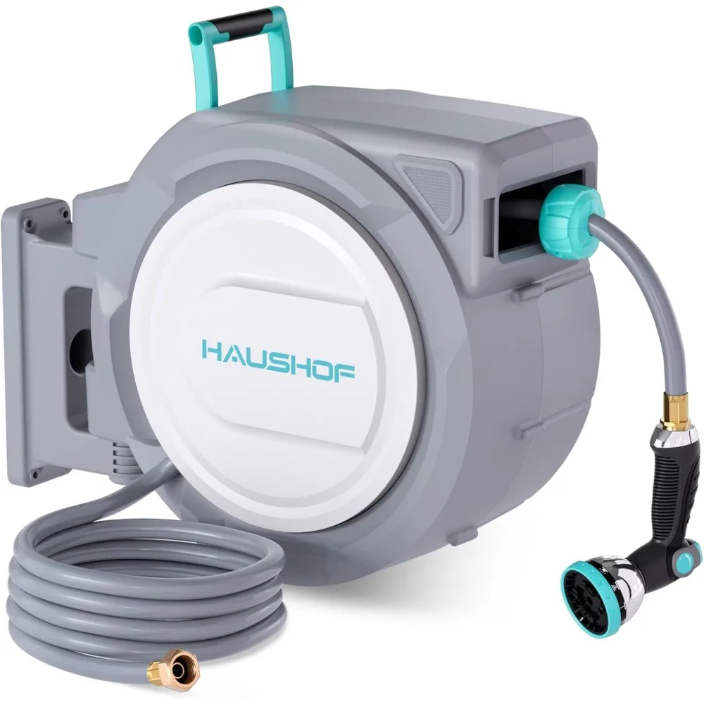 Retractable Garden Hose Reel 1/2” x 130 ft, Auto-Lock at Any Length, Slow Return System, Wall Mounted and 180° Swivel Br
Retractable Garden Hose Reel 1/2” x 130 ft, Auto-Lock at Any Length, Slow Return System, Wall Mounted and 180° Swivel Br