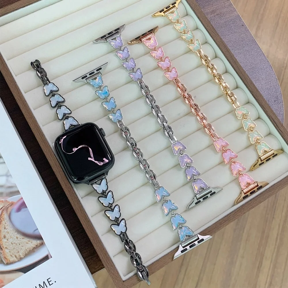 Metal butterfly bracelet compatible with iWatch strap 38mm 40mm 41mm 42mm 44mm 45mm 49mm fashionable strap
Metal butterfly bracelet compatible with iWatch strap 38mm 40mm 41mm 42mm 44mm 45mm 49mm fashionable strap