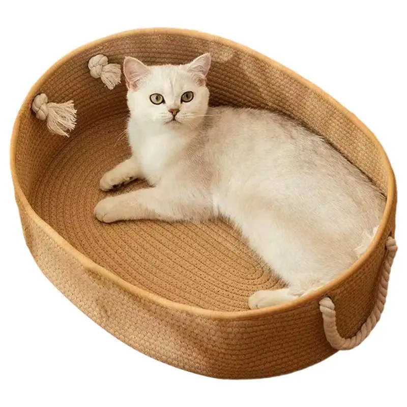 BYBS-Japanese Pet Cat Bed Oval Shape Hand Woven Rattan Summer Cooling Kitten Basket Cotton Rope Cat Scratching
BYBS-Japanese Pet Cat Bed Oval Shape Hand Woven Rattan Summer Cooling Kitten Basket Cotton Rope Cat Scratching