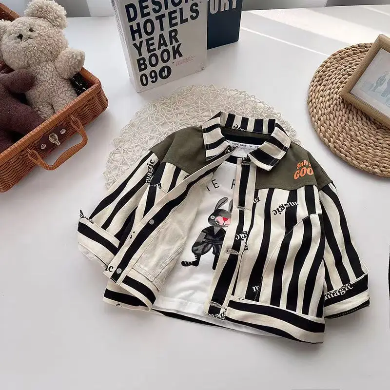 Boys' Outerwear Spring and Autumn Shirt 2025 New Children's Striped Shirt Boys' Baby Handsome Top
Boys' Outerwear Spring and Autumn Shirt 2025 New Children's Striped Shirt Boys' Baby Handsome Top
