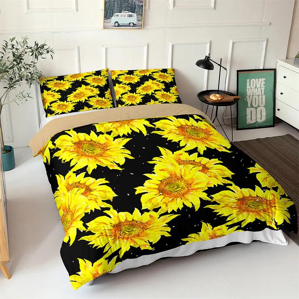 Sunflower Duvet Cover Set Yellow Flower Twin Bedding Set Polyester Black Gold Yellow Sunflowers Print Quilt Cover For Kids Teens
Sunflower Duvet Cover Set Yellow Flower Twin Bedding Set Polyester Black Gold Yellow Sunflowers Print Quilt Cover For Kids Teens
