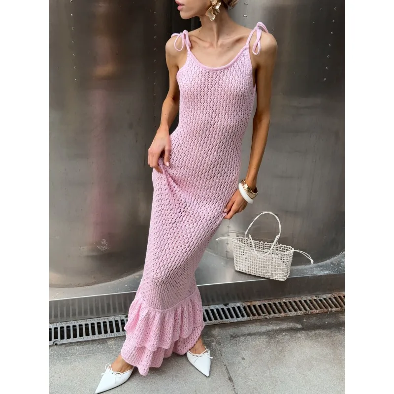 Tsiisd Summer Beach Knit Long Dress Women Hollow Out Backless Sexy Resort Vacation Ruffle Dress Female Bodycon Dress 2026 New
Tsiisd Summer Beach Knit Long Dress Women Hollow Out Backless Sexy Resort Vacation Ruffle Dress Female Bodycon Dress 2026 New