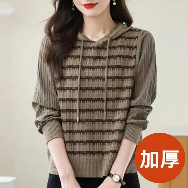 Женская утепленная толстовка в черно-белую полоску, свободного кроя, с длинными рукавами, на шнурке, вязаный пуловер, повседневный теплый топ
Женская утепленная толстовка в черно-белую полоску, свободного кроя, с длинными рукавами, на шнурке, вязаный пуловер, повседневный теплый топ