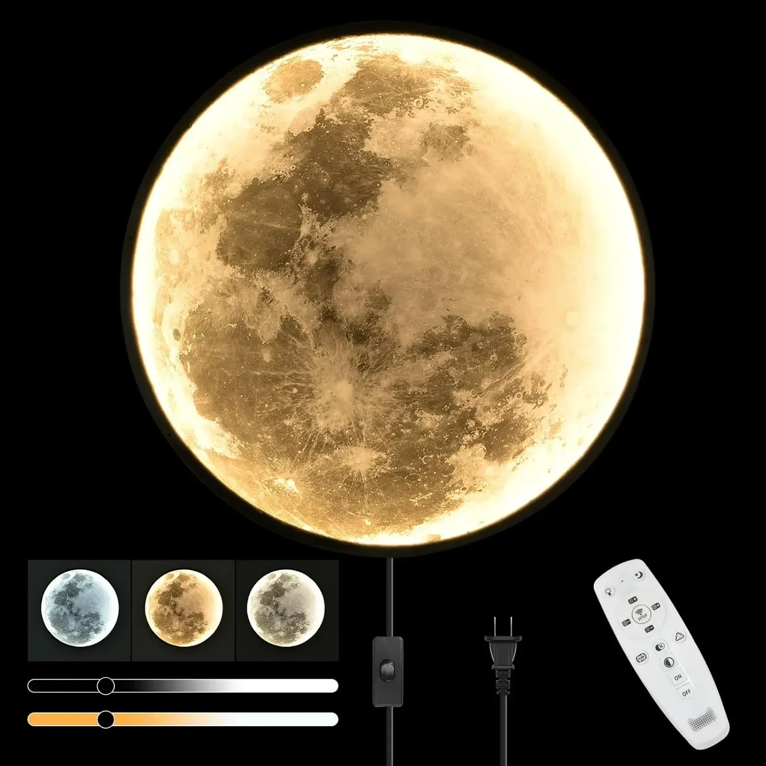 QIYIMEILUX Large Moon Wall Sconce Plug in Modern LED Dimmable Wall Light with Remote Control 23.6 inch 31W Black Wall Lamp Indoo
QIYIMEILUX Large Moon Wall Sconce Plug in Modern LED Dimmable Wall Light with Remote Control 23.6 inch 31W Black Wall Lamp Indoo