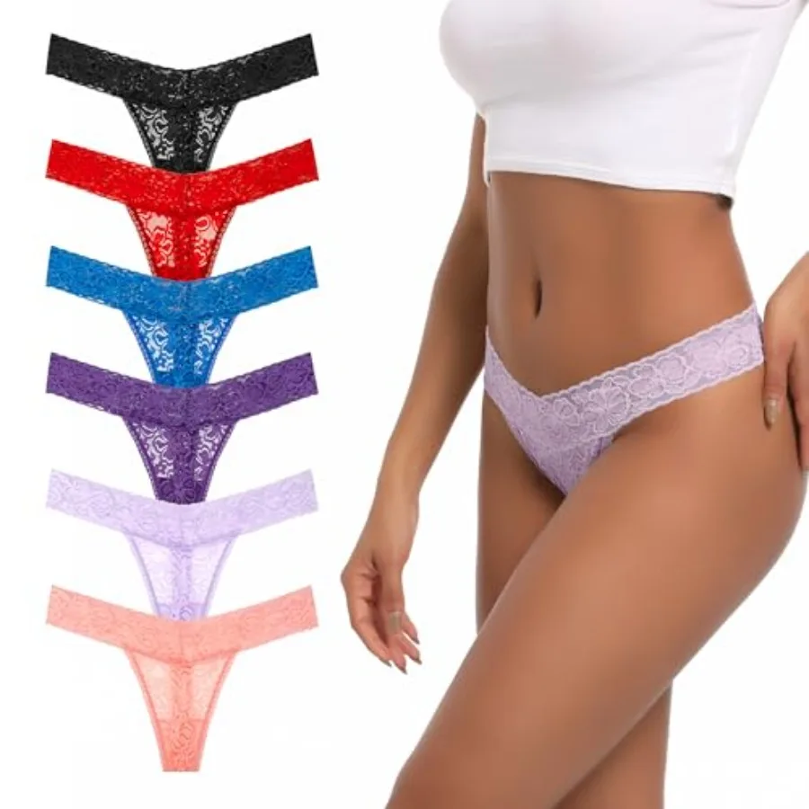 Pack 6 Cotton Thongs For Women Plus Size Thongs Low Rise Lace Thong Low Waist Size to 4X
Pack 6 Cotton Thongs For Women Plus Size Thongs Low Rise Lace Thong Low Waist Size to 4X
