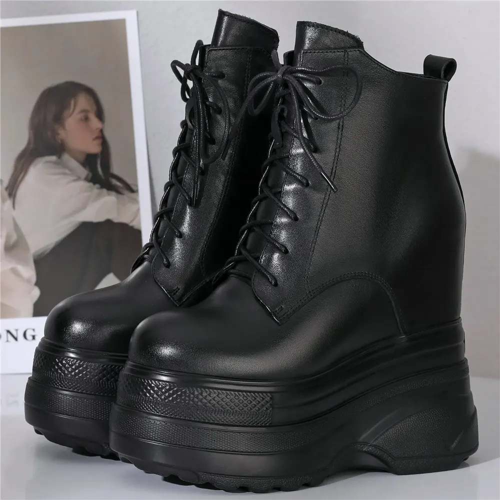 Platform Pumps Shoes Women Lace Up Cow Leather Wedges High Heel Snow Boots Female Winter Round Toe Fashion Sneakers Casual Shoes
Platform Pumps Shoes Women Lace Up Cow Leather Wedges High Heel Snow Boots Female Winter Round Toe Fashion Sneakers Casual Shoes