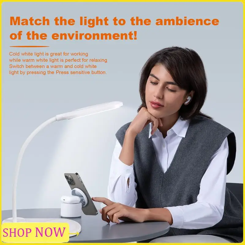 Especial Dimmable LED Desk Lamp With Wireless Charger, Wireless Charging Desk Light Flexible Rotation Press Control Night Light
Especial Dimmable LED Desk Lamp With Wireless Charger, Wireless Charging Desk Light Flexible Rotation Press Control Night Light
