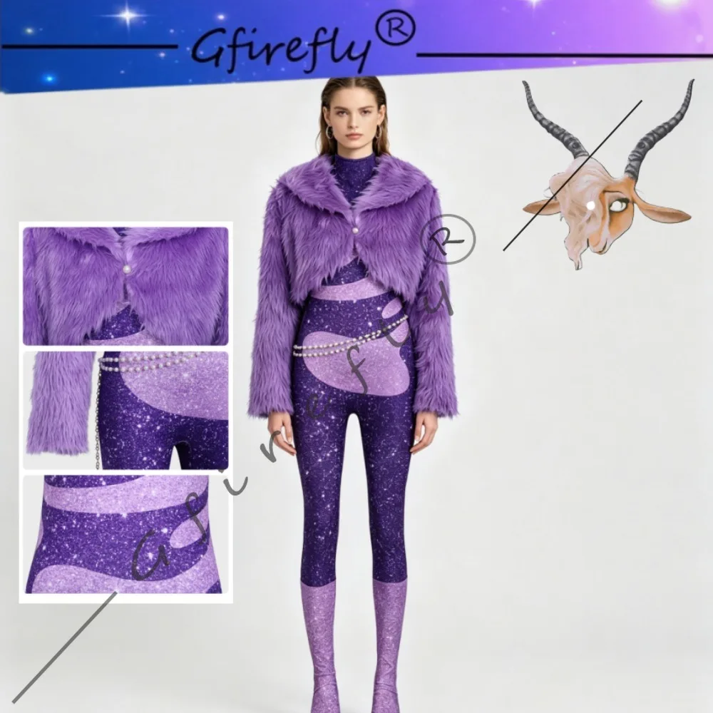 Gazelle Same Style Cosplay Costume Purple Fur Coat with Mask Kids Adult Halloween Carnival Party Stage Performance Wear
Gazelle Same Style Cosplay Costume Purple Fur Coat with Mask Kids Adult Halloween Carnival Party Stage Performance Wear