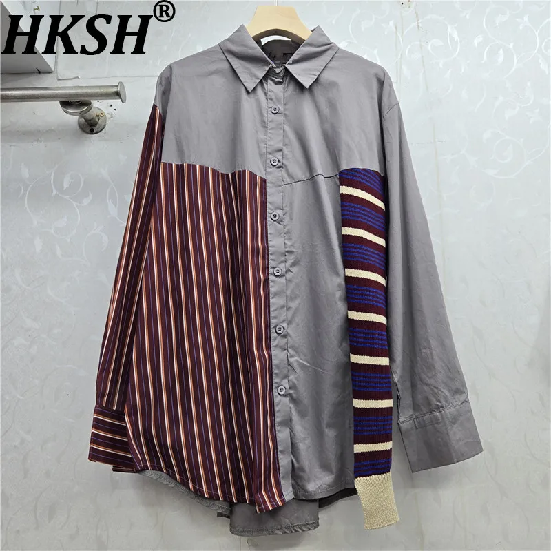 HKSH Spring Autumn New Women Long Sleeve Shirt Tide Fake Two-Piece Striped Patchwork Knitted Chic Loose Casual Lazy Tops HK12777
HKSH Spring Autumn New Women Long Sleeve Shirt Tide Fake Two-Piece Striped Patchwork Knitted Chic Loose Casual Lazy Tops HK12777