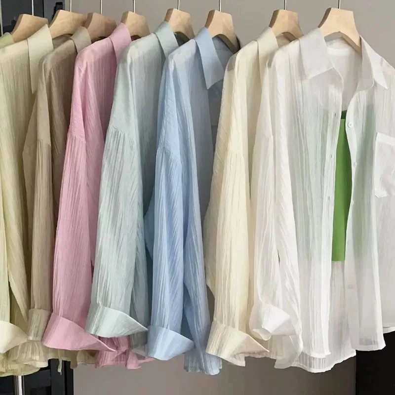 Sheer Chiffon Shirt Women Casual UV Resistant Cardigan Summer Thin Sunscreen Blouse Korean Fashion Commuting Basic Shirt Coat
Sheer Chiffon Shirt Women Casual UV Resistant Cardigan Summer Thin Sunscreen Blouse Korean Fashion Commuting Basic Shirt Coat