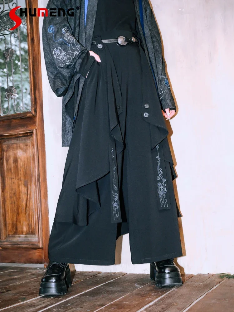 Hot Girls Streetwear Fashion Wide Leg Pant Women Double Layer Irregular Loose Embroidered Ribbon Black Pantskirt Autumn Trousers
Hot Girls Streetwear Fashion Wide Leg Pant Women Double Layer Irregular Loose Embroidered Ribbon Black Pantskirt Autumn Trousers